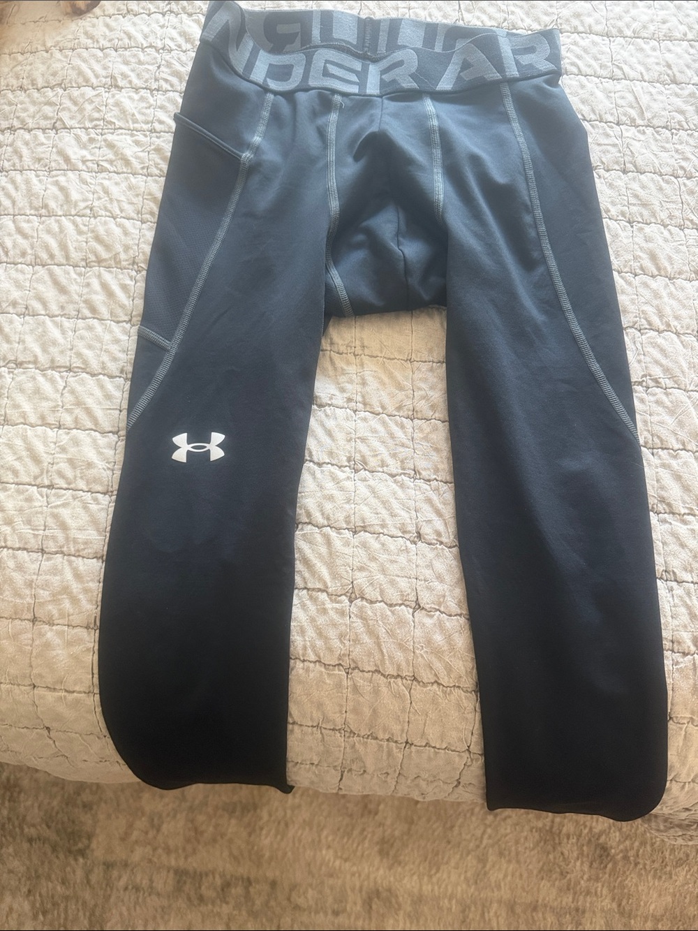 Under Armour Black Boys' Performance Leggings with White Logo